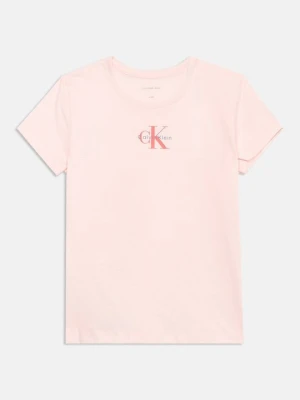 T-shirt basic Calvin Klein Jeans jasnoróżowy