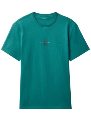T-shirt z nadrukiem Calvin Klein Jeans niebieski