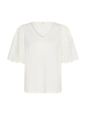 T-shirt basic Cream biały