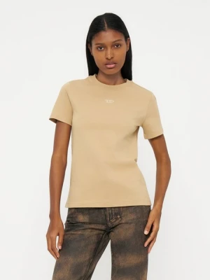 T-shirt basic Diesel beżowy