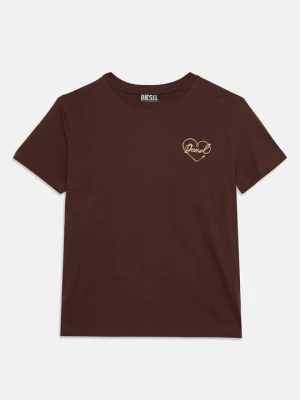 T-shirt basic Diesel brązowy