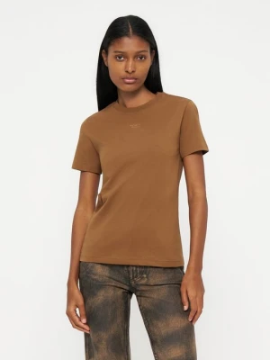 T-shirt basic Diesel brązowy