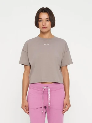 T-shirt basic DKNY brązowy