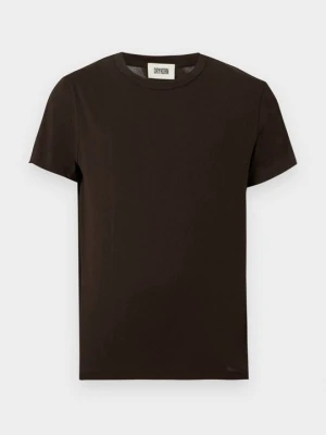 T-shirt basic Drykorn ciemnobrązowy