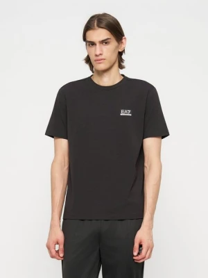 T-shirt basic EA7 Emporio Armani ciemnobrązowy