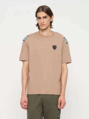T-shirt basic EA7 Emporio Armani jasnobrązowy