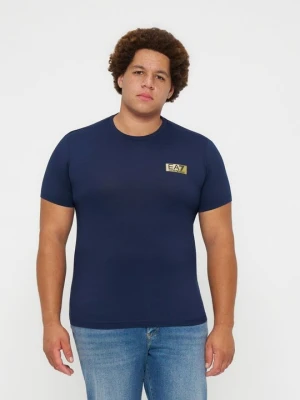 T-shirt basic EA7 Emporio Armani metaliczna czerń
