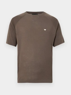 T-shirt basic Emporio Armani brązowy