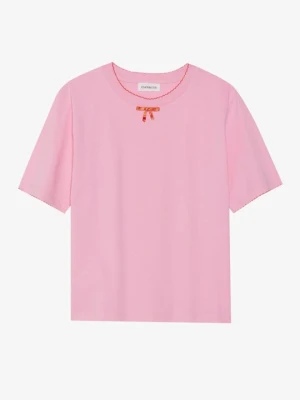 T-shirt basic Even&Odd różowy