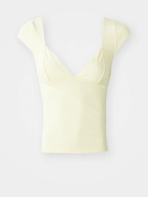 T-shirt basic Free People musztardowy