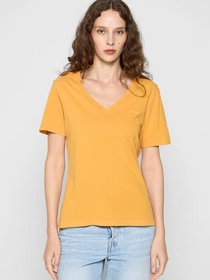 T-shirt basic Gant ciemnożółty