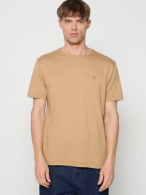 T-shirt basic Gant beżowy