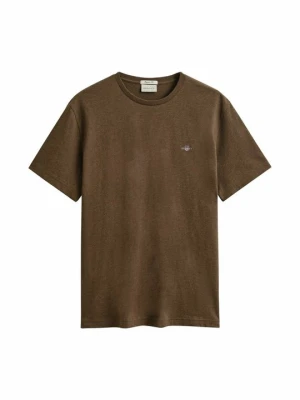 T-shirt basic Gant jasny brąz