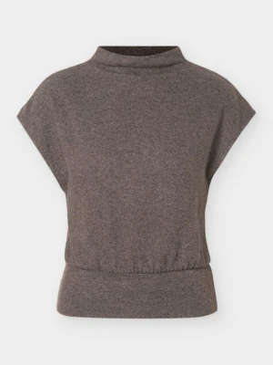 T-shirt basic Gina Tricot brązowy melanż