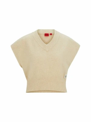 T-shirt basic Hugo beżowy