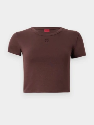 T-shirt basic Hugo brązowy