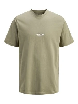 T-shirt z nadrukiem Jack&Jones oliwkowy