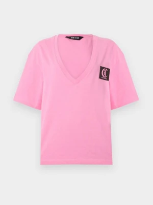 T-shirt basic Just Cavalli różowy
