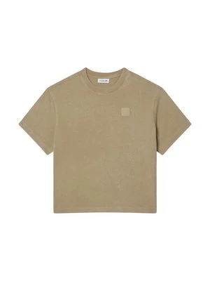 T-shirt basic Lacoste beżowy