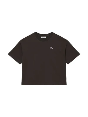 T-shirt basic Lacoste brązowy