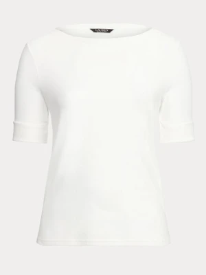 T-shirt basic Lauren Ralph Lauren mleczny