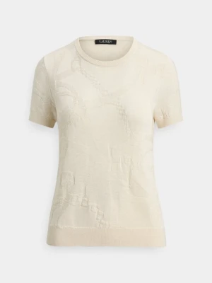 T-shirt basic Lauren Ralph Lauren mleczny