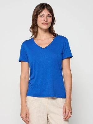 T-shirt basic Le Jardin du Lin błękit królewski