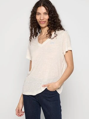 T-shirt basic Lee beżowy