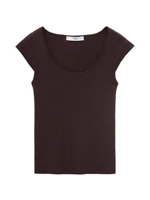 T-shirt basic Mango brązowy