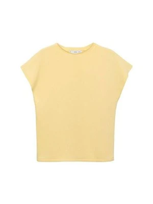 T-shirt basic Mango jasnożółty