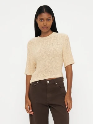 T-shirt basic Mango beżowy