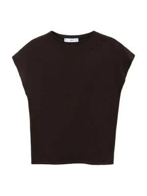 T-shirt basic Mango brązowy