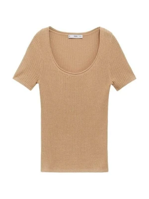 T-shirt basic Mango brązowy