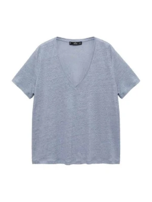 T-shirt basic Mango jasnoniebieski