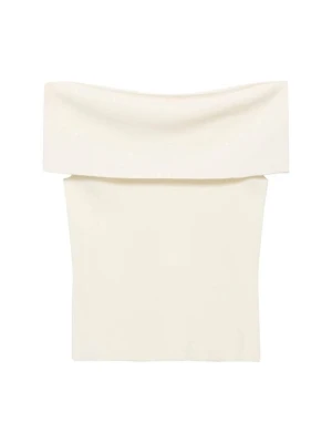 T-shirt basic Mango mleczny