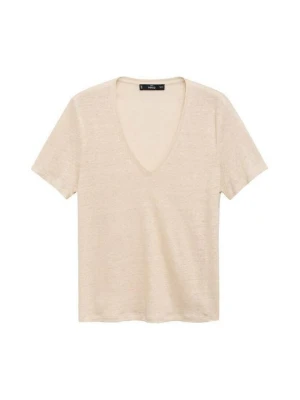 T-shirt basic Mango mleczny