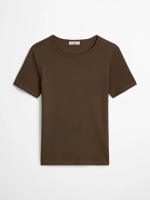 T-shirt basic Marc O'Polo brązowy