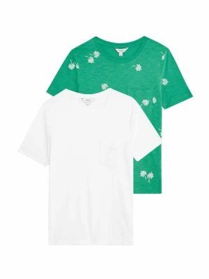 T-shirt basic Marks & Spencer zielony