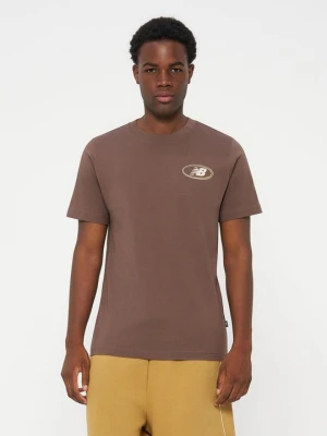 T-shirt z nadrukiem New Balance brązowy