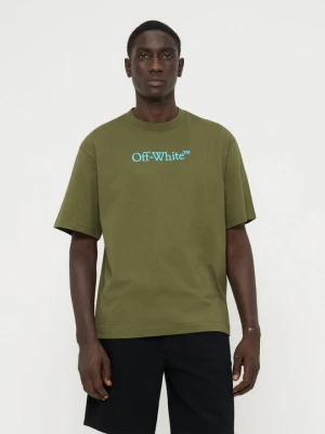 T-shirt basic Off White zielony