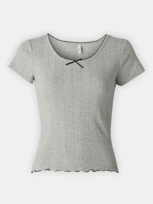 T-shirt basic Only jasnoszary melanż