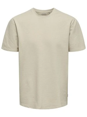 T-shirt basic Only & Sons beżowy