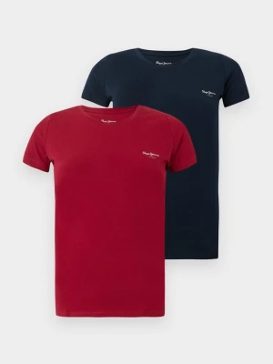 T-shirt basic Pepe Jeans bordowy