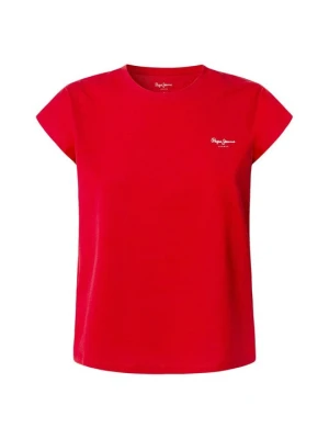 T-shirt basic Pepe Jeans czerwony