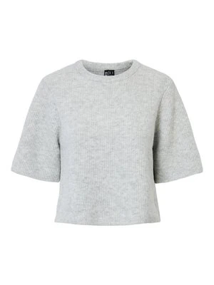 T-shirt basic Pieces jasnoszary melanż