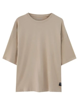 T-shirt basic PULL&BEAR beżowy