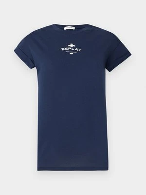 T-shirt basic Replay granatowy