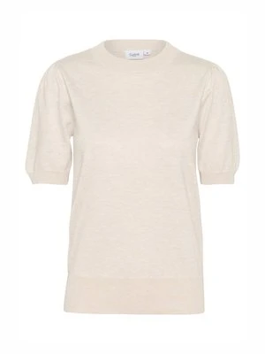 T-shirt basic Saint Tropez beżowy melanż