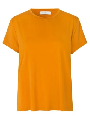 T-shirt basic Samsøe Samsøe pomarańczowy