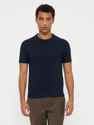 T-shirt basic Sandro niebieski